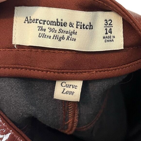 Abercrombie & Fitch Curve Love 90s Straight Pants Brown Leather Women’s Size 32 - Picture 13 of 13